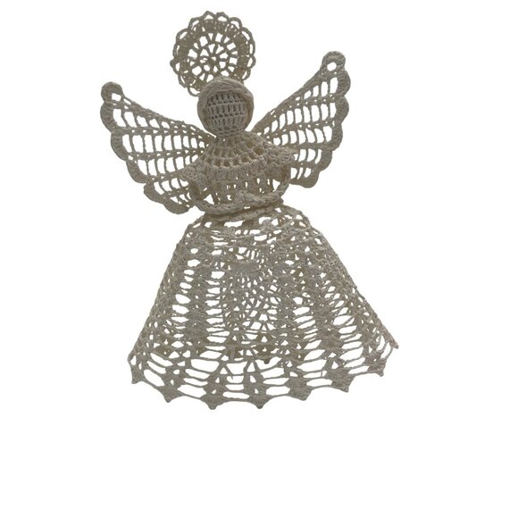 Handcrafted Cream Crochet Lace Angel Figurine Decoration Tree Topper - Picture 1 of 7